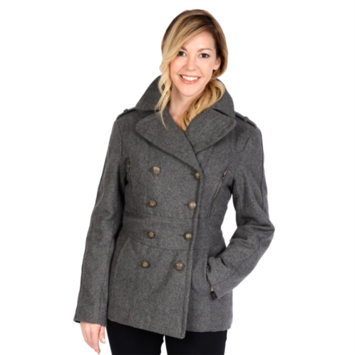 Womens Excelled Military Wool Blend Peacoat