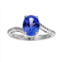 Gemminded Sterling Silver Lab-Created Sapphire and Diamond Accent Oval Ring