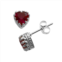 Designs by Gioelli Sterling Silver Garnet Heart Crown Stud Earrings
