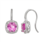 Designs by Gioelli Sterling Silver Lab-Created Pink and White Sapphire Halo Drop Earrings