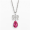 Celebration Gems Sterling Silver Pink Topaz and Diamond Accent Bow Pendant