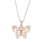 HDI Two Tone Sterling Silver 1/5 Carat T.W. Diamond Butterfly Pendant
