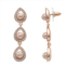 Youre Invited Rose Gold Tone Crystal & Simulated Pearl Linear Drop Earrings