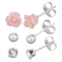 Charming Girl Sterling Silver Flower & Crystal Earring Set