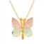 Black Hills Gold Tri-Tone Butterfly Pendant Necklace