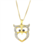 HDI Sterling Silver 1/10 Carat T.W. Black & White Diamond Owl Necklace