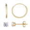 Forever 14K Taylor Grace 10k White Gold Endless Hoop & Cubic Zirconia Stud Earring Set