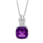 Gemminded Sterling Silver Amethyst & Diamond Accent Pendant Necklace