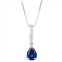 Gemminded Sterling Silver Lab-Created White Sapphire Accent & Lab-Created Sapphire Pendant Necklace