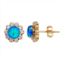 Forever Radiant 10k Gold Halo Blue Opal Flower Stud Earrings