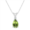 Celebration Gems 14k Gold Pear Shaped Peridot & Diamond Accent Pendant Necklace