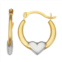 Charming Girl Two Tone 14k Gold Puffed Hoop Earrings