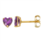 Charming Girl 14k Gold Purple Cubic Zirconia Heart Stud Earrings