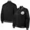 Womens JH Design Black Pittsburgh Steelers Plus Size Poly Twill Full-Snap Jacket