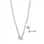 FAO Schwarz Simulated Pearl Toggle Necklace & Earring Set