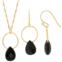 Gemistry 14k Gold Over Silver Black Onyx Circle Drop Earrings & Necklace Set