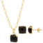 Gemistry 14k Gold Over Silver Square Black Onyx Stud Earrings & Necklace Set