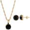 Gemistry 14k Gold Over Silver Black Onyx Stud Earrings & Necklace Set