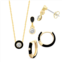 Royal Aura Black Enamel Necklace & Hoop Earrings Duo Set