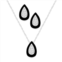 Royal Aura Black Enamel Teardrop Pendant & Stud Earring Set