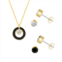 Royal Aura Black Enamel Necklace & Crystal Stud Earring Trio Set