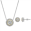 Taylor Grace 10k Gold & Sterling Silver Two-Tone Cubic Zirconia Round Halo Necklace & Stud Earrings Set