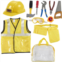Blue Panda Kids Role Play Costume Set - 10-Piece Construction Worker Costume for Kids, Builder Dress Up Kit with Hard Hat, Tool Belt, Vest, and Other Accessories for Pretend Play, Halloween D