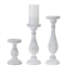 Contemporary Home Living Set of 3 Distressed White Decorative Pillar Candle Holder 13.50