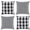 Contemporary Home Living Set of 4 Black and White Gingham and Buffalo Check Pillow Covers 18