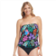 Mazu Swim Womens Mazu Tropical Flora Draped Blouson Tankini Swim Top