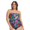 Mazu Swim Plus Size Mazu Tropical Flora Draped Blouson Tankini Swim Top