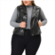 Agnes Orinda Womens Plus Size Fashion Outerwear Sleeveless Zip PU Crop Jacket