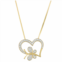 HDI Gold Plated 1/4 Carat T.W. Diamond Heart and Butterfly Pendant Necklace