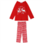 cheibear Womens 2 Piece Pajama Sets Christmas Deer Long Sleeves Tee and Plaid Pants Loungewear