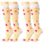 Zodaca Sheer Knee High Socks for Women, Rainbow Polka Dot Stockings (One Size, 2 Pairs)