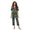 Womens Beauty Sleep Social Cozy Jersey Notch Pajama Top & Cropped Pajama Pants Set