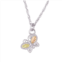 Black Hills Gold Tri-Tone Butterfly Pendant Necklace in Sterling Silver