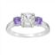 Gemminded Sterling Silver White Topaz & Amethyst Ring