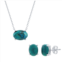 Argento Bella Sterling Silver Oval Turquoise Earrings & Necklace Set