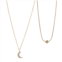 FAO Schwarz Gold Tone Crystal Star & Moon Duo Necklaces Set