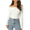 Seta T Womens Off Shoulder Ribbed Knit Casual Long Sleeve Solid Sweater Pullover Top