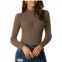Seta T Womens High Neck Ruched Front Puff Long Sleeve Casual Sweater
