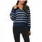 Seta T Womens Fall Winter Striped Pullover Sweater Polo V Neck Color Block Long Sleeve Knitted