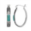 Tori Hill Sterling Silver Marcasite & Synthetic Turquoise Oval Hoop Earrings