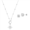 Sunkissed Sterling Sterling Silver Cubic Zirconia North Star Toggle Necklace and Stud Earrings Set
