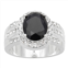 City Luxe Silver Tone Jet Crystal Oval Halo Ring