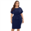 MISSKY Women Plus Size Bodycon Elegant Midi Dress Peplum Business Office Sheath Cocktail Dress With Belt