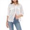 August Sky Womens Flap Pocket Front Button Up Top