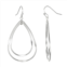 Emberly Silver Tone Open Textured Double Drop Fishhook Earrings