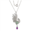Dynasty Jade Rhodium-Plated Sterling Silver Dyed Purple Jade Rooster Pendant Necklace